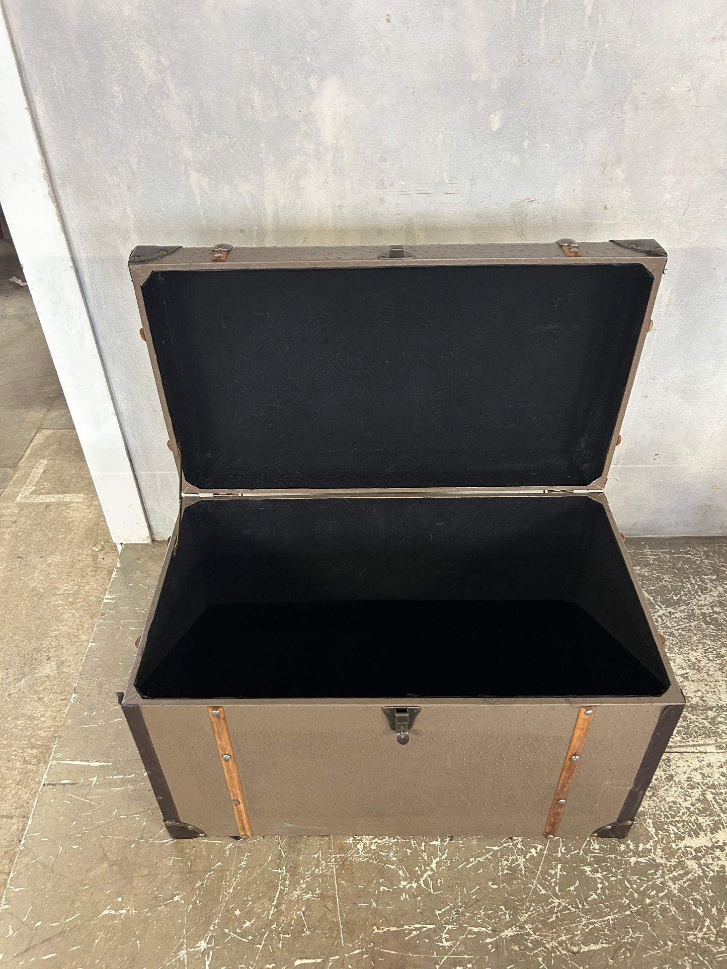 Vintage Grey Steamer Trunk | Antique Travel Chest