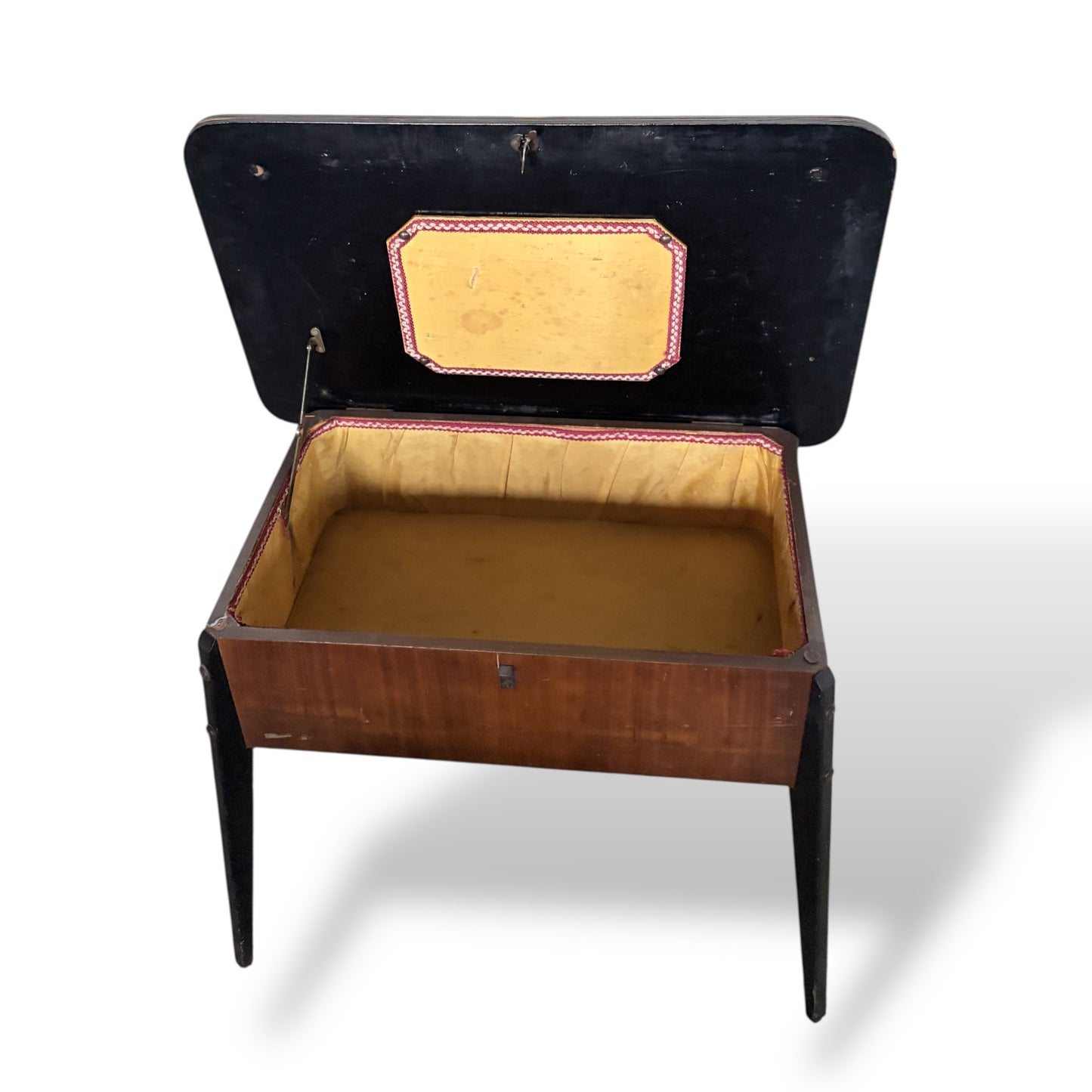 Mid-Century Burr Walnut Atomic Sewing Box