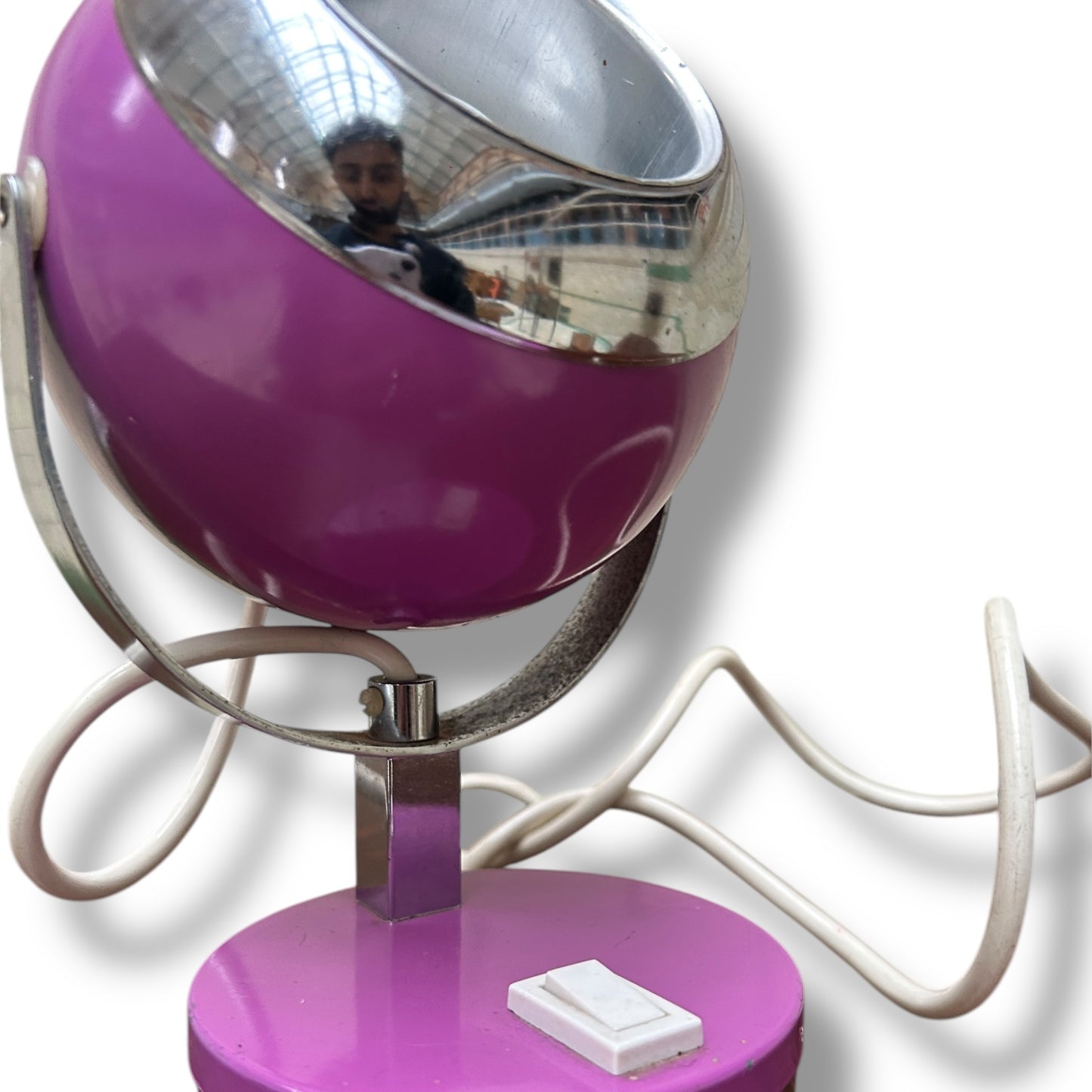 mid century space age purple eyeball lamp
