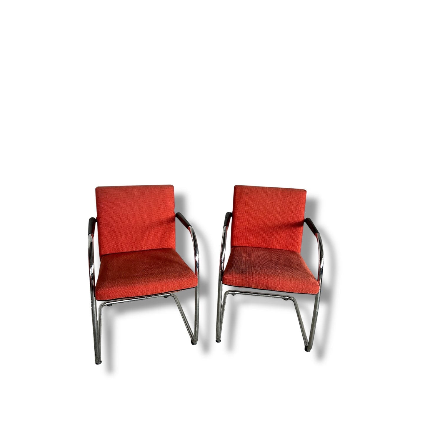 Set of 4 Vintage Vitra “Visasoft” Dining / Meeting Chairs – In Dark Red Fabric and Chrome