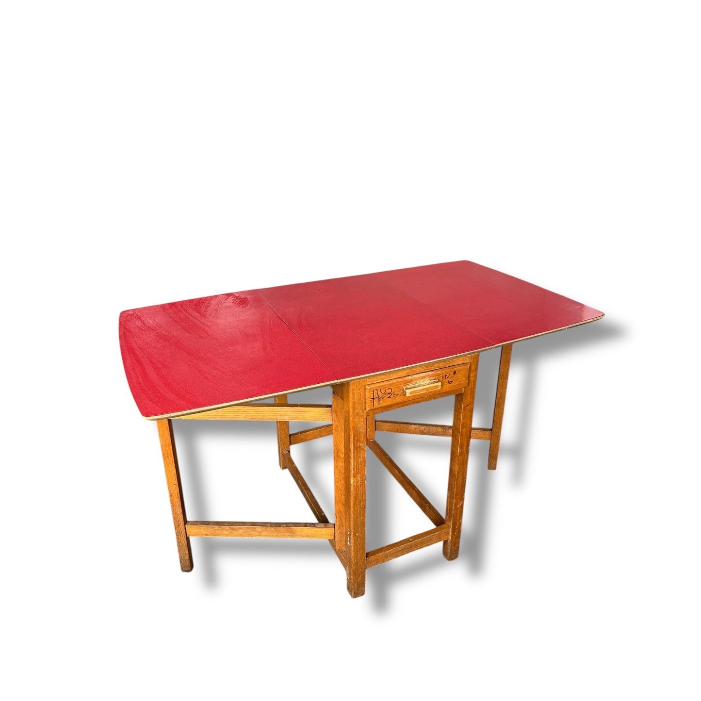 Mid Century Modern Red Formica Extendable Dining Table