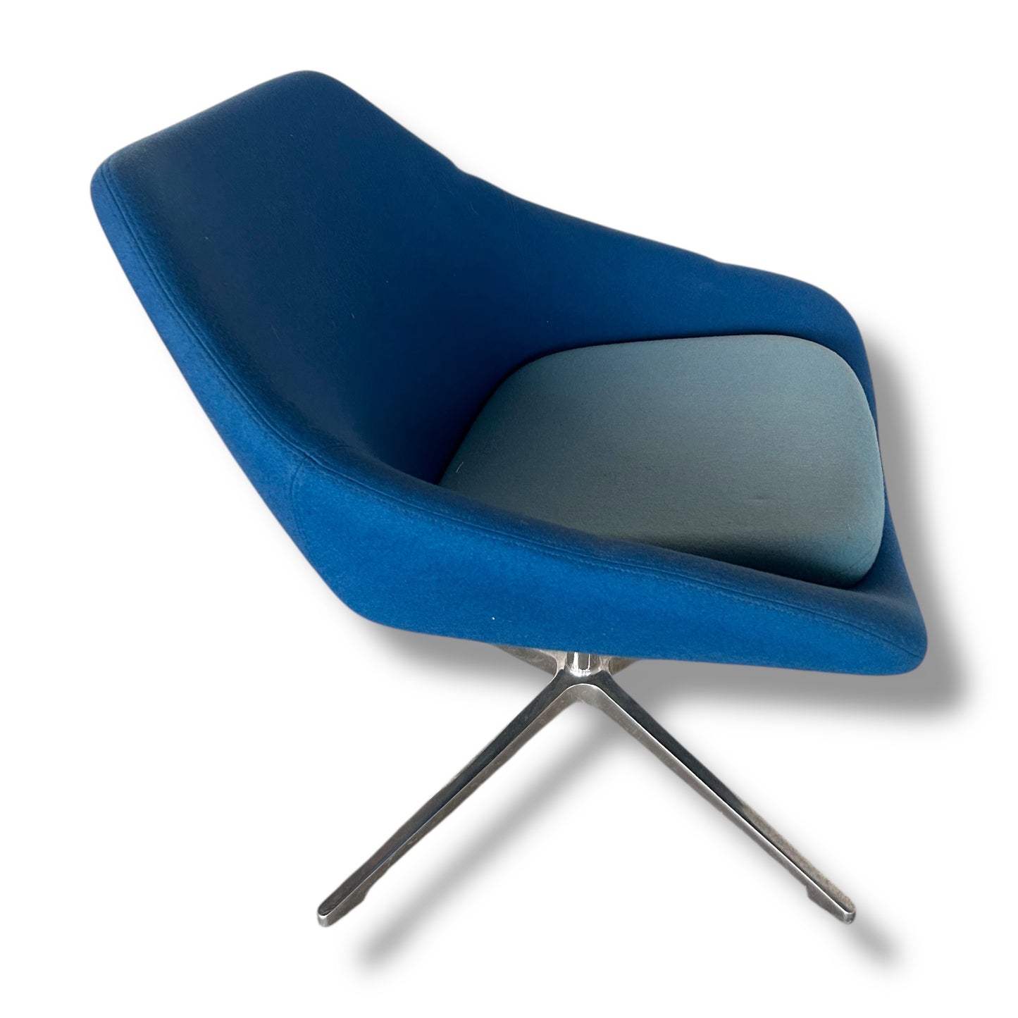 Mid Century Style Blue Fabric Swivel Office Chair