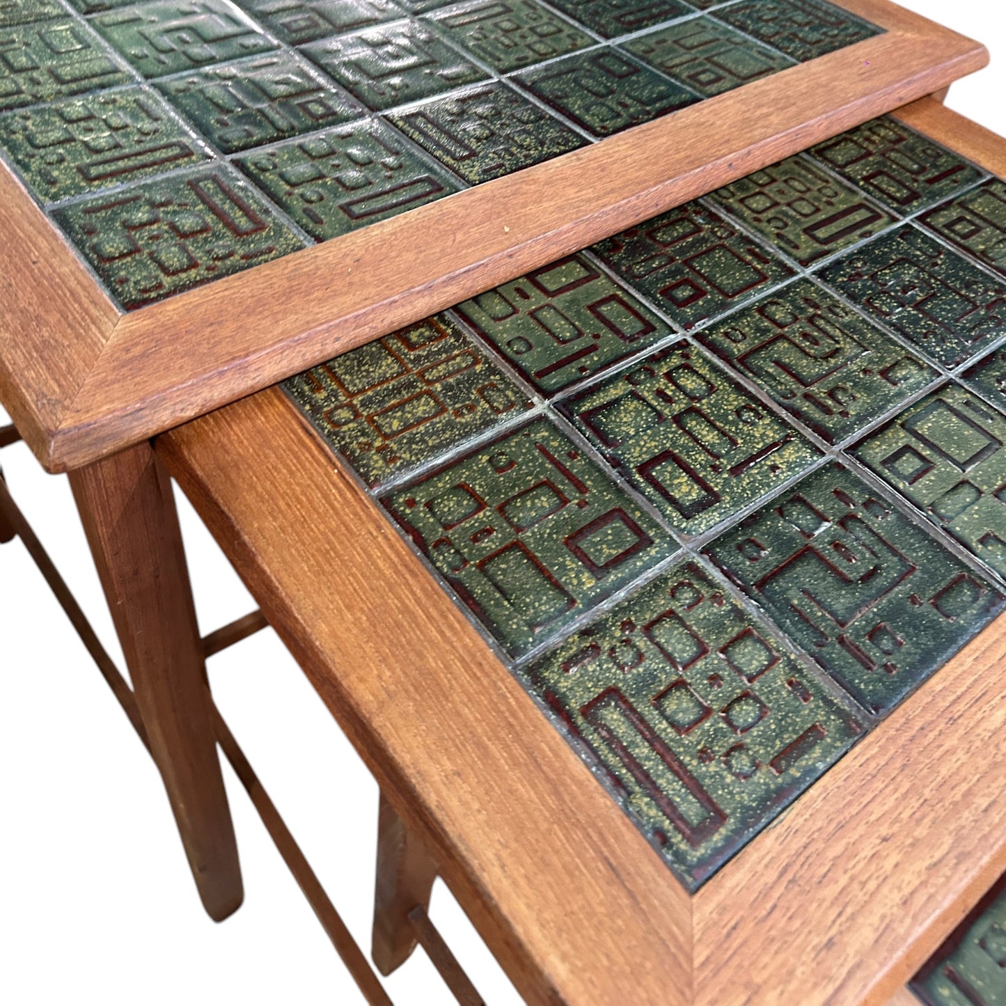 Mid Century Danish Brutalist Tile Nest of Tables