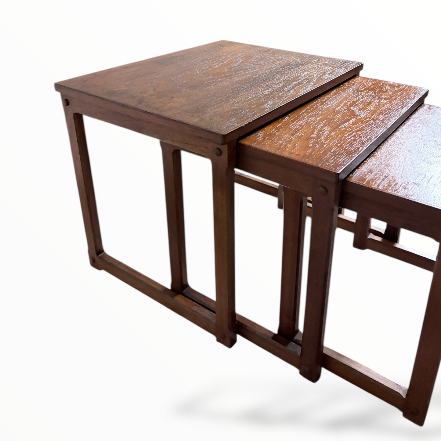 Vintage Teak Nest Tables – Mid Century Side Tables | Danish Teak Set — view 6