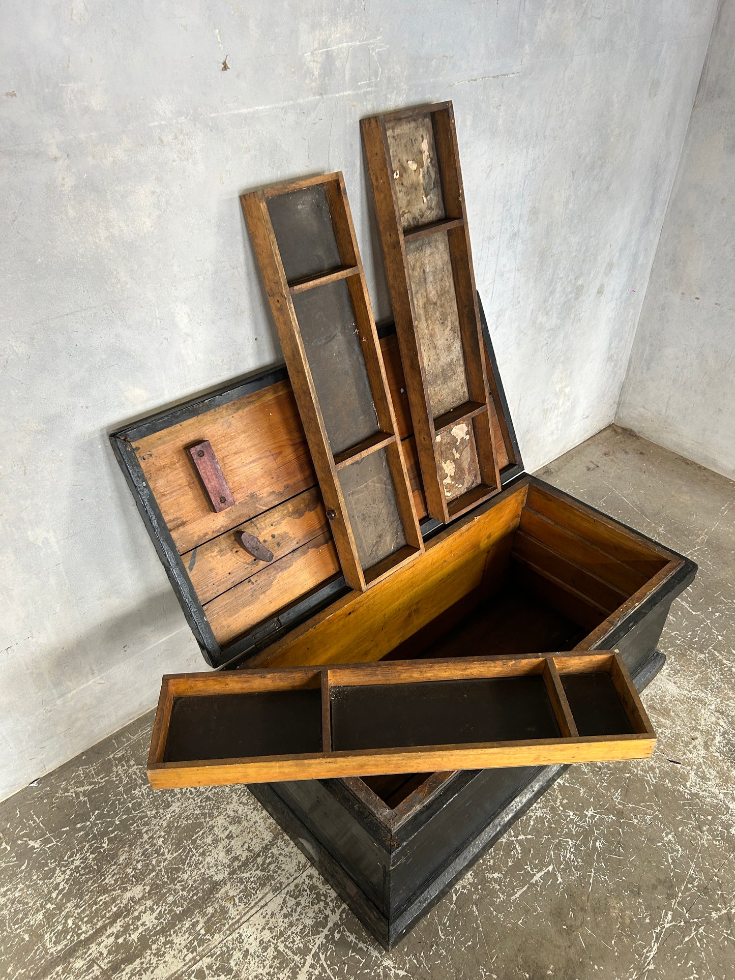 Vintage Military Wooden Tool Chest | Old Army Storage Box with Compartments