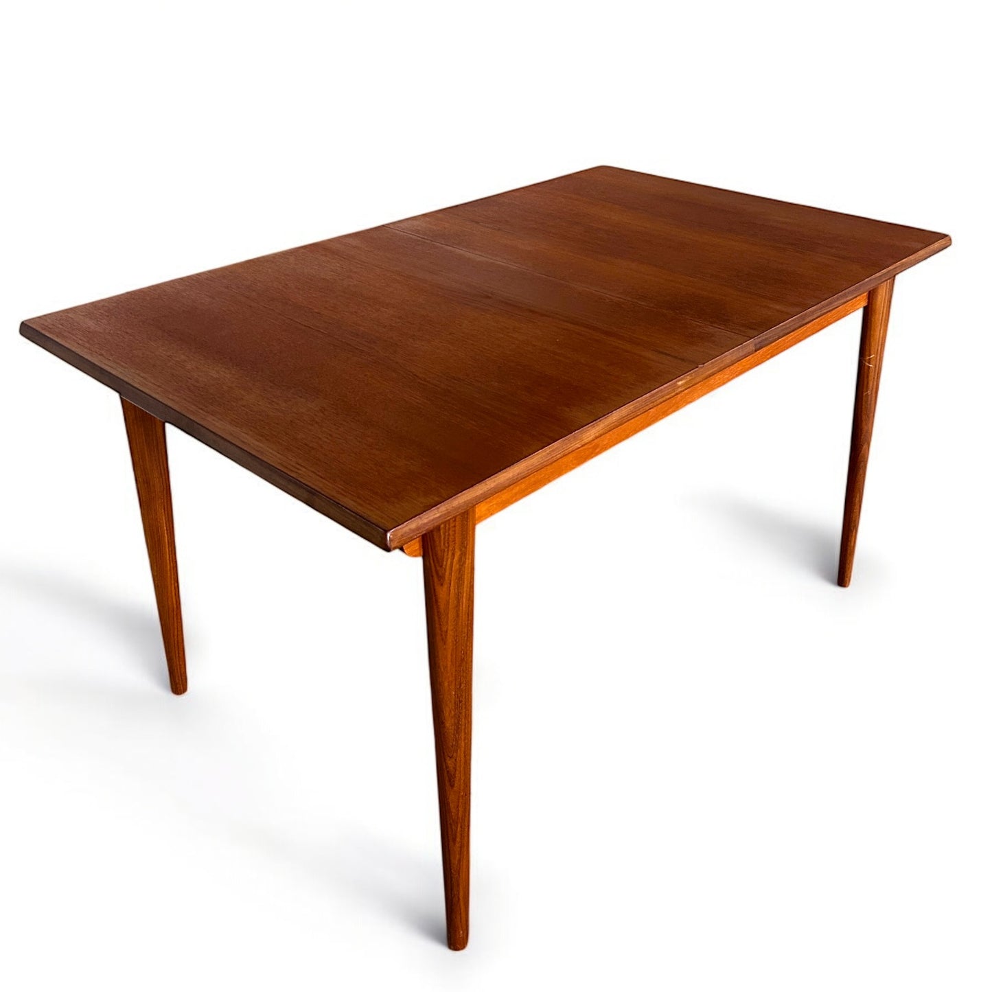 Mid Century Modern White and Newton Teak Extending Dining Table