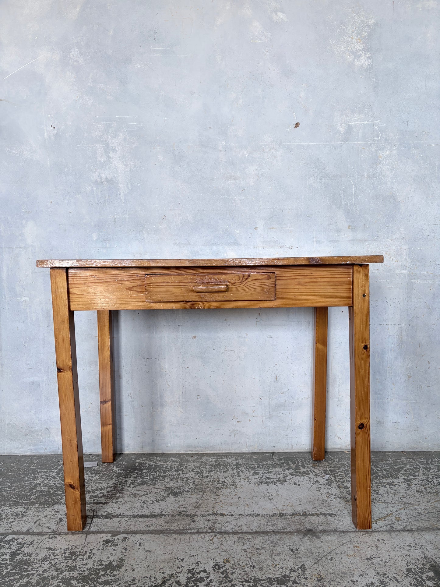 Vintage Compact Pine Writing Desk with Drawer