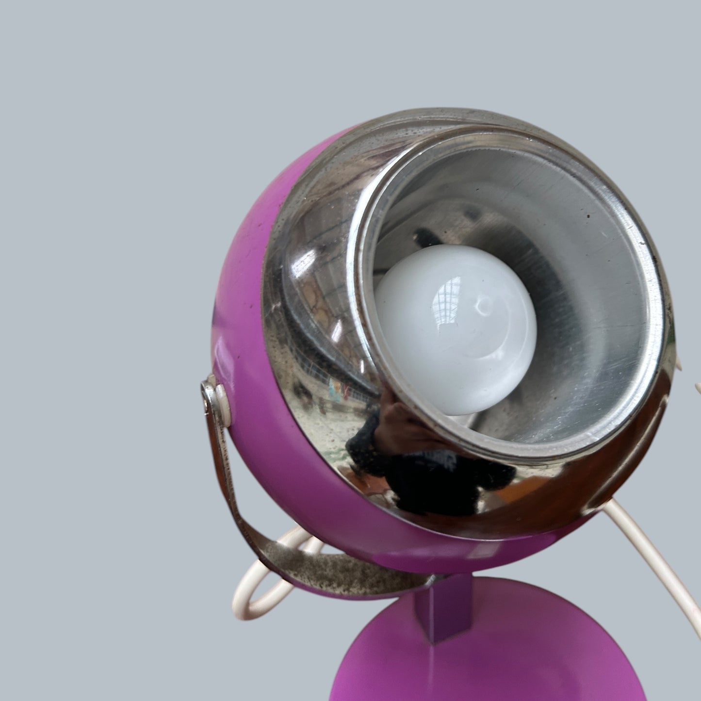mid century space age purple eyeball lamp