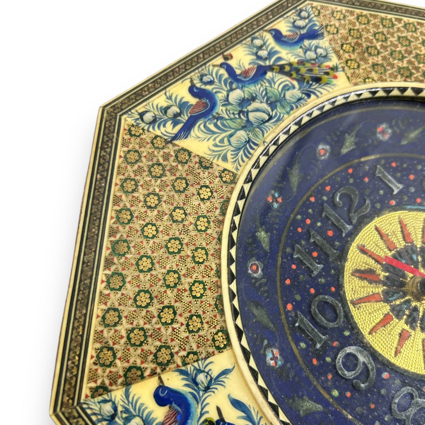 Vintage 1960s Persian Khatam Wall Clock