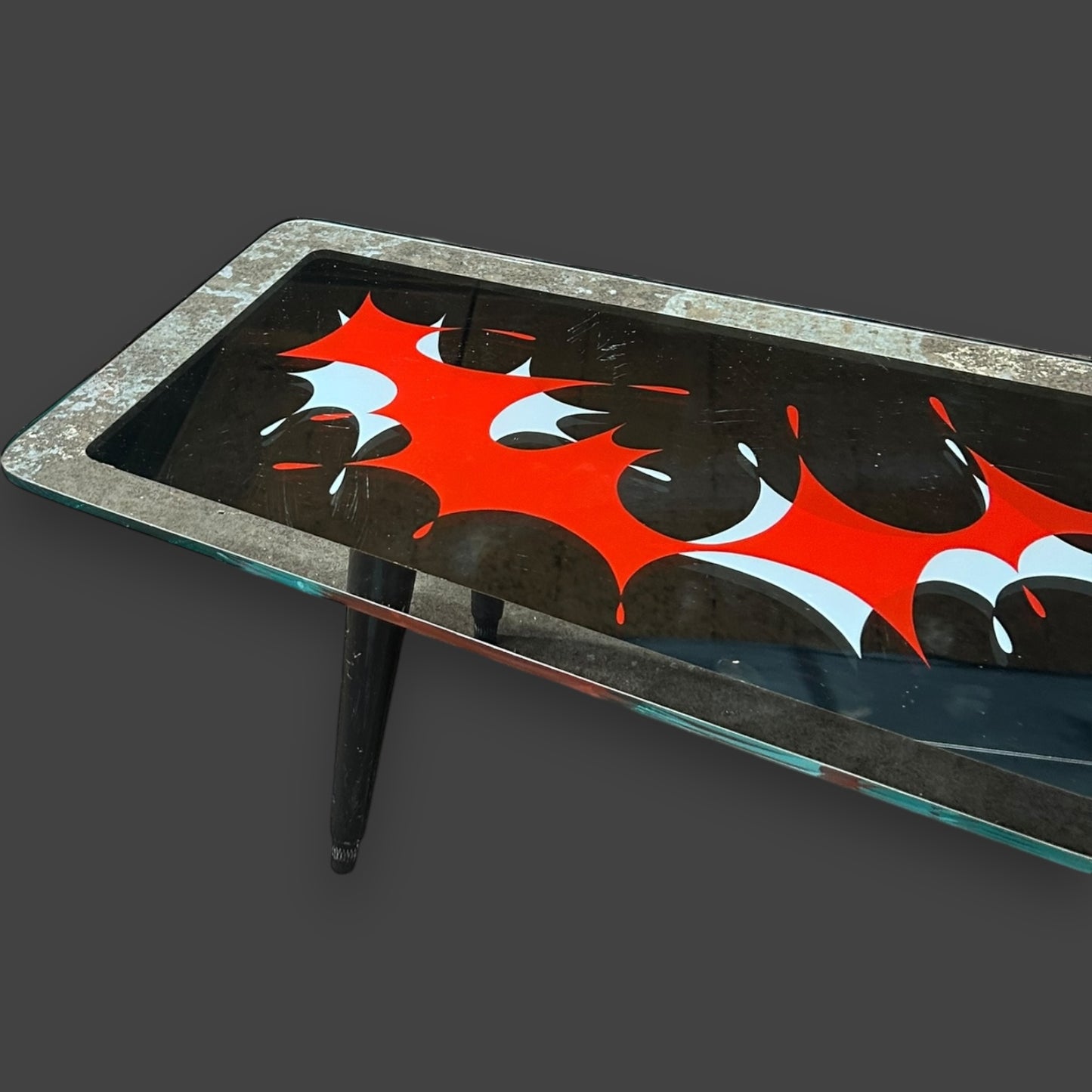 Mid Century Glass Top Circus Coffee Table