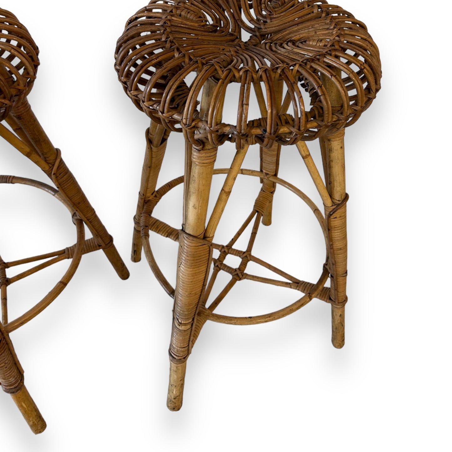 mid century Franco Albini Bamboo Rattan Stools