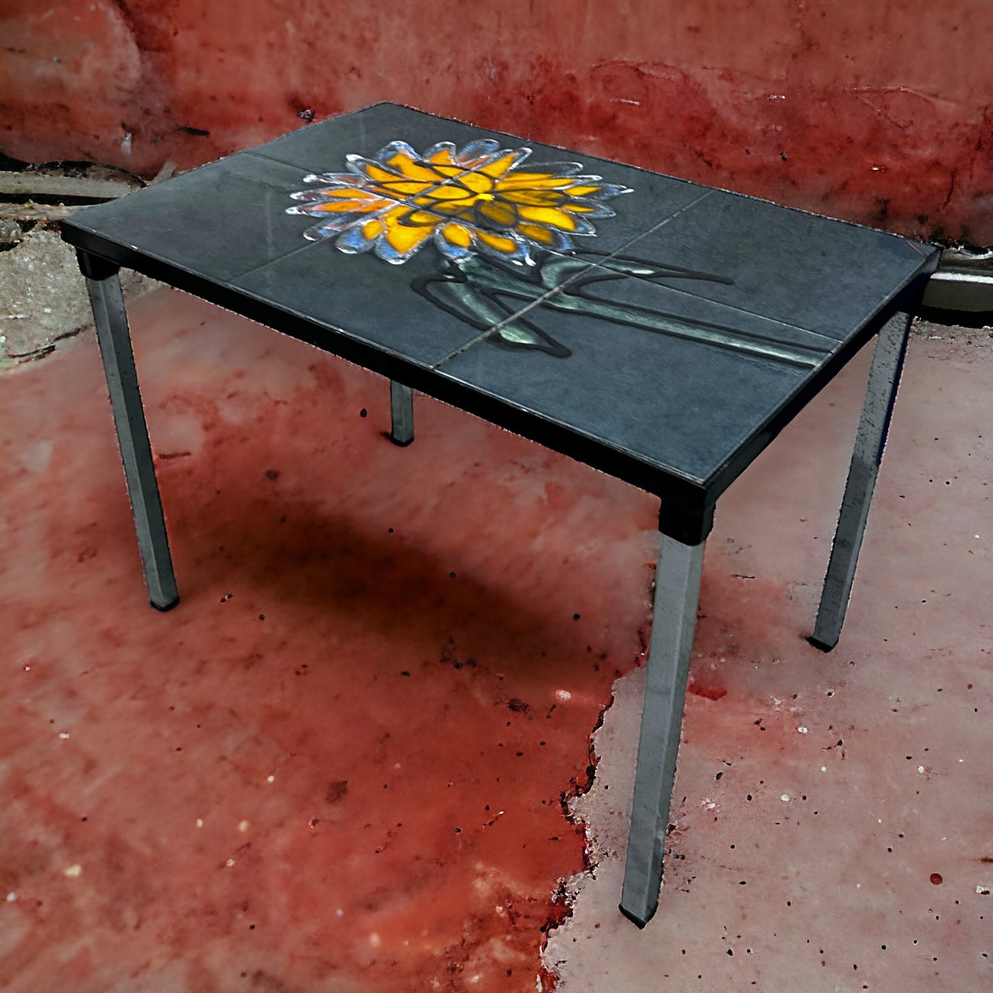 Mid century adri tile and chrome side table
