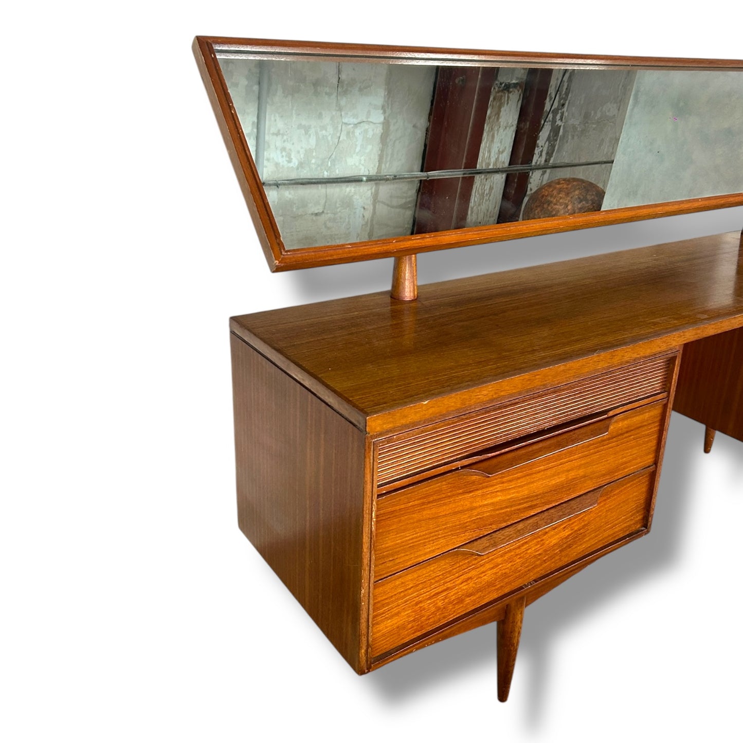 White & Newton Mid-Century Dressing Table with Mirror | Vintage Teak Vanity