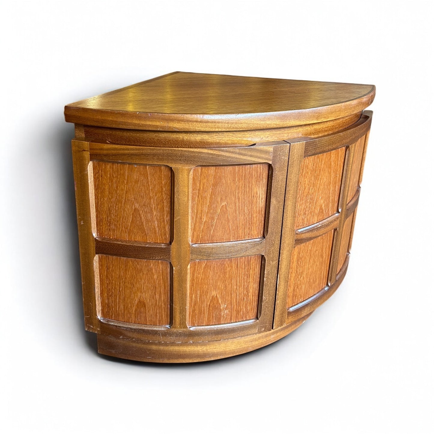 Mid Century Modern Teak Wood Nathan Squares Corner Cabinet