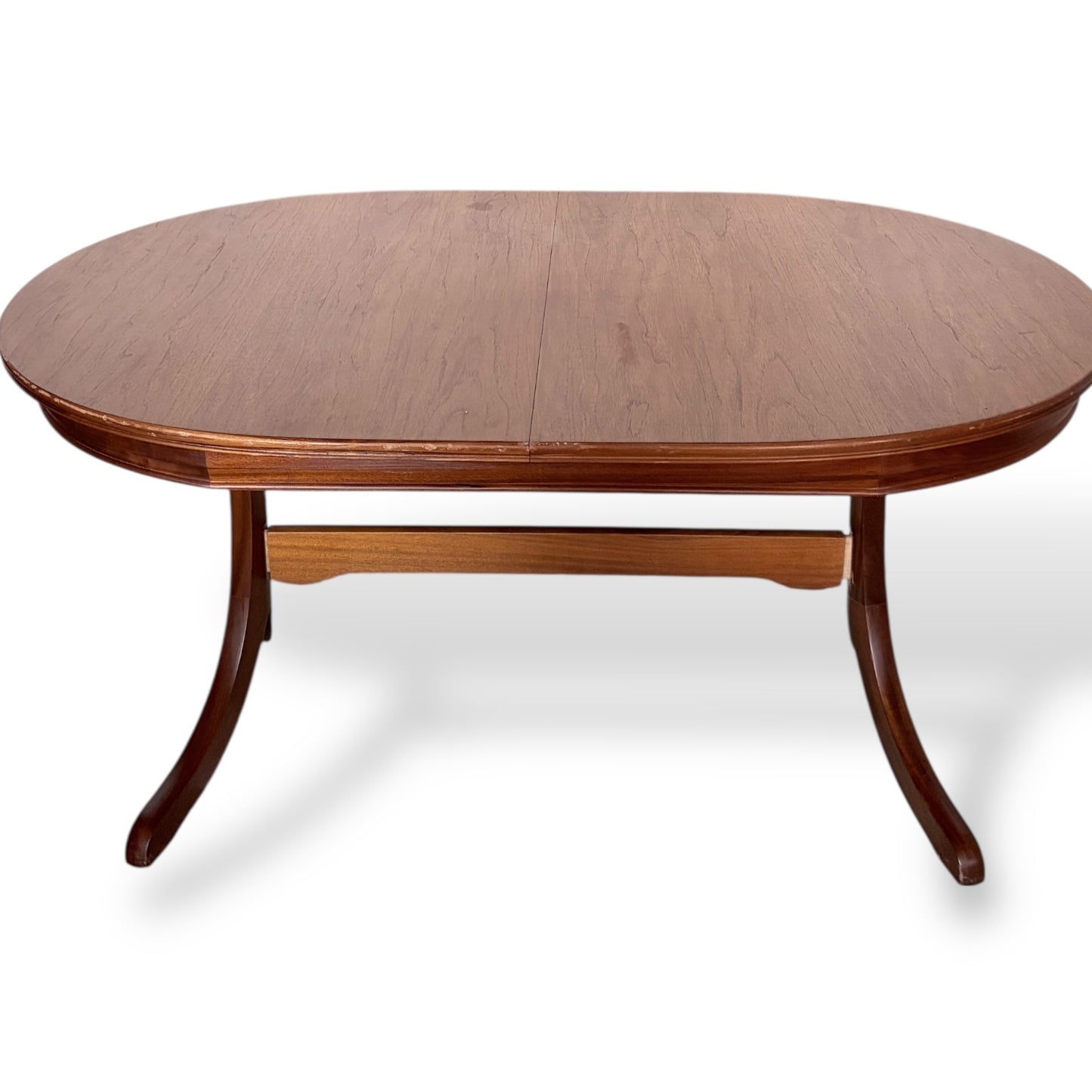 Mid-Century Teak S-Form Oval Extending Dining Table