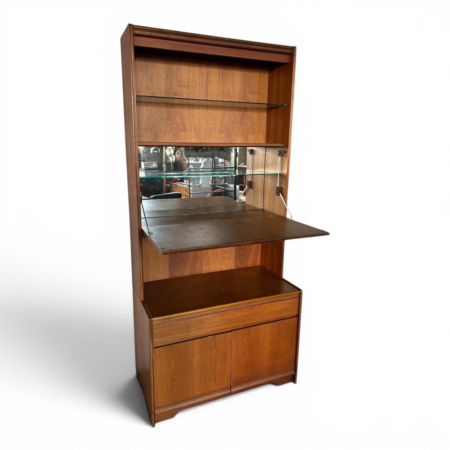 Mid Century William Lawrence Teak Drinks Cabinet Display Unit Bookcase Cocktail Bureau