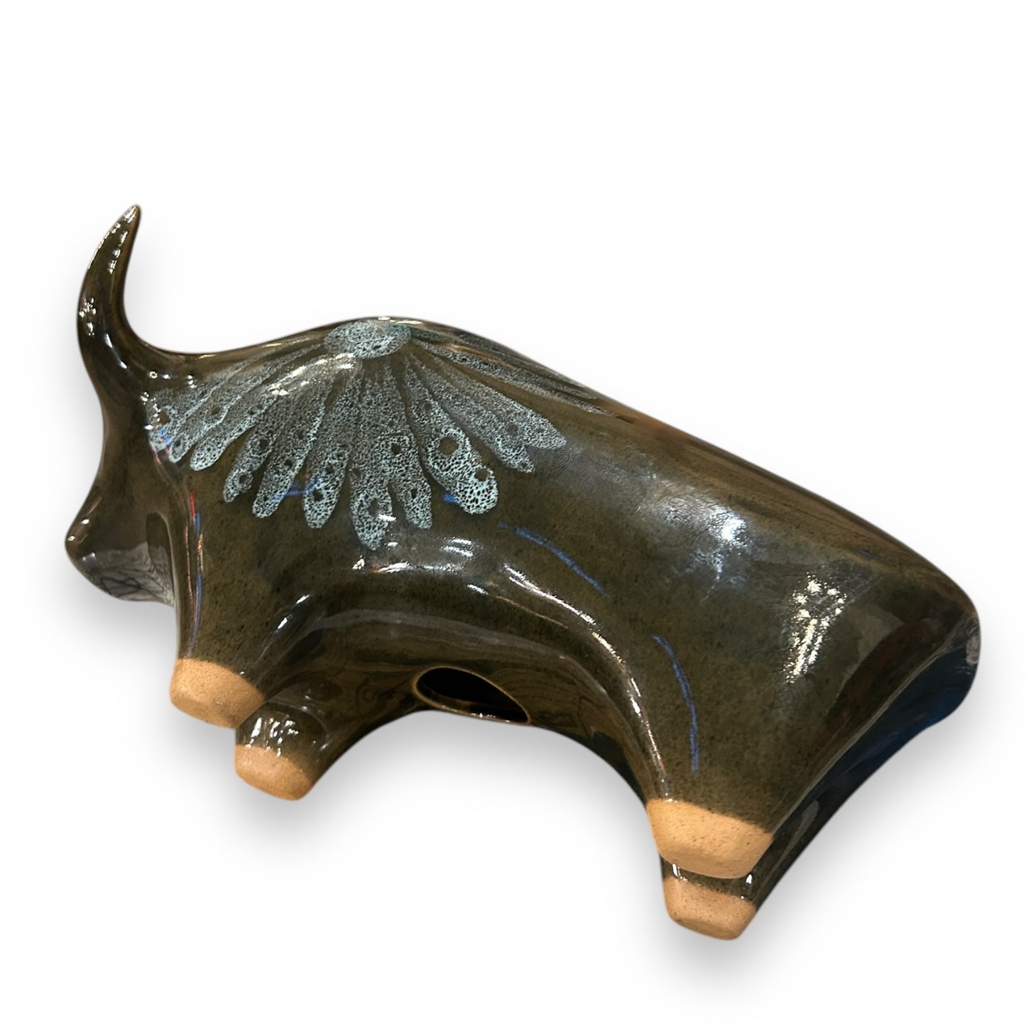 Mid Century Lotus Pottery Ceramic Bull