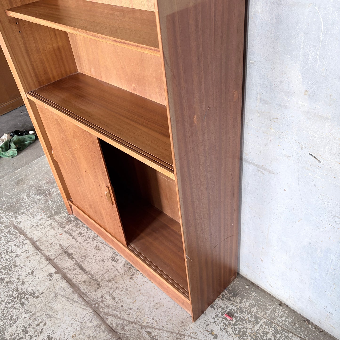 Mid Century Herbert Gibbs Teak Sliding Door Bookcase | Tall Vintage Teak Display
