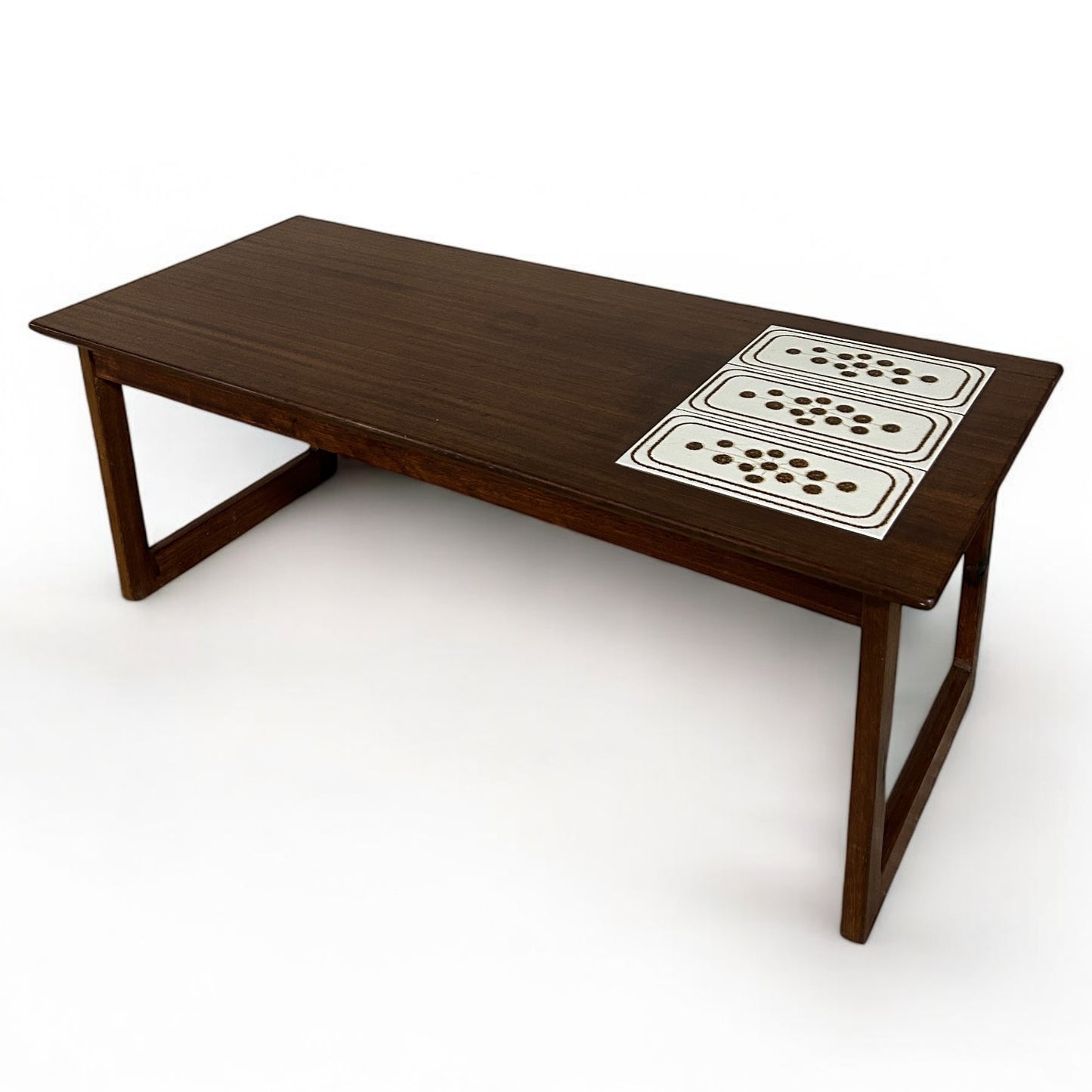 Mid Century Dark Wood Danish Tile Coffee Table