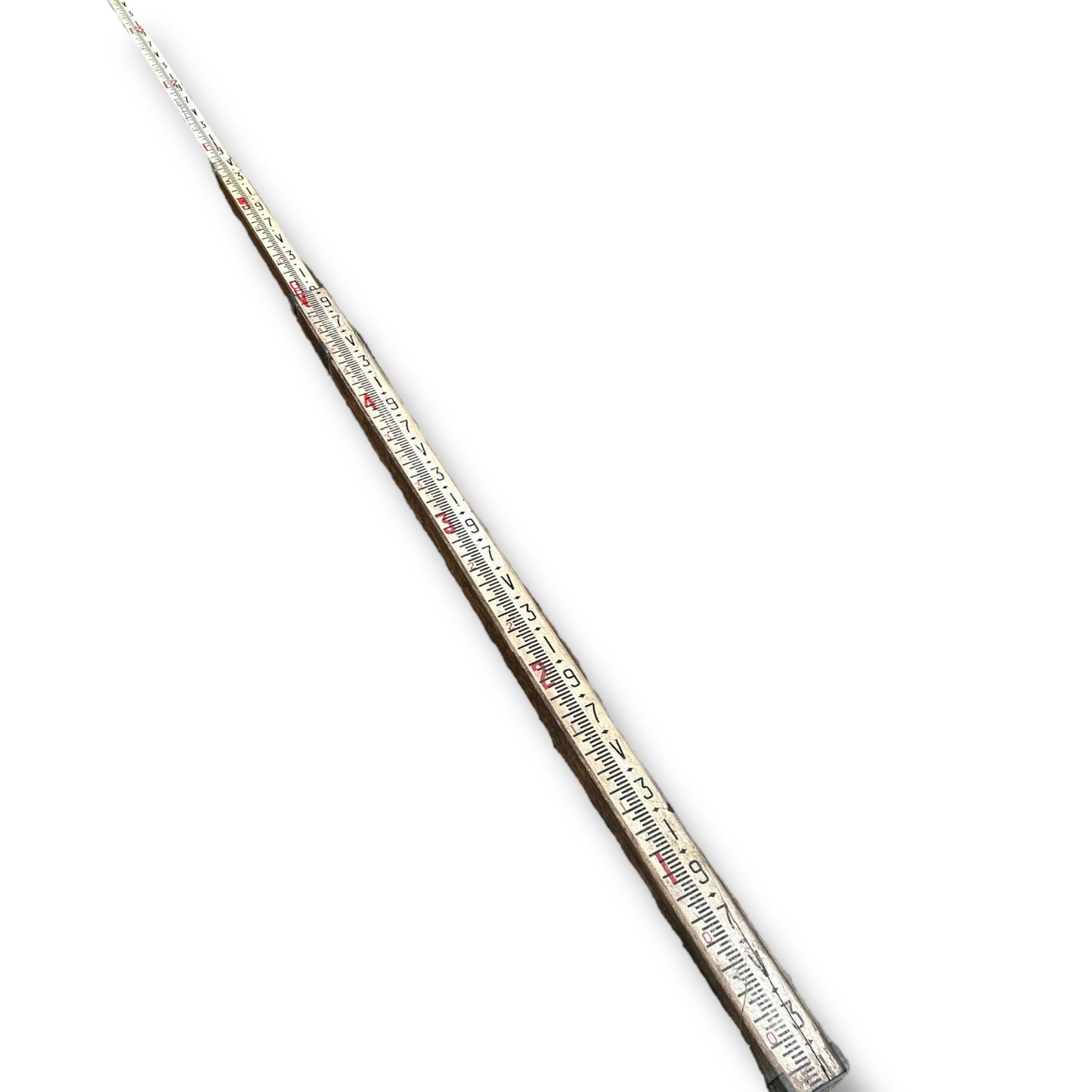 Vintage 12ft Wooden Folding Measuring Stick | Surveyor’s Water Level Ruler | Antique Carpenter’s Tool | Engineering Hydrology Tool