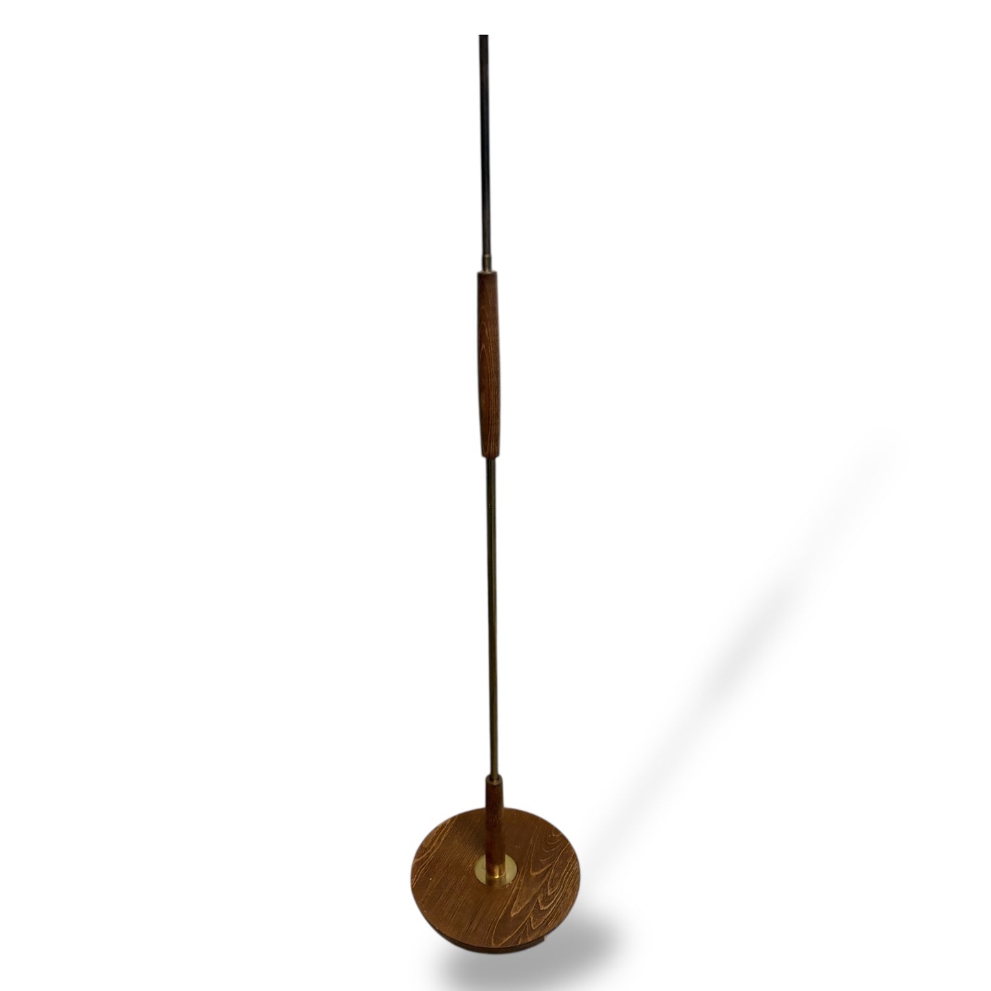 Vintage Teak Floor Lamp Mid Century Modern | Retro Standard Lamp with Fabric Shade — view 8