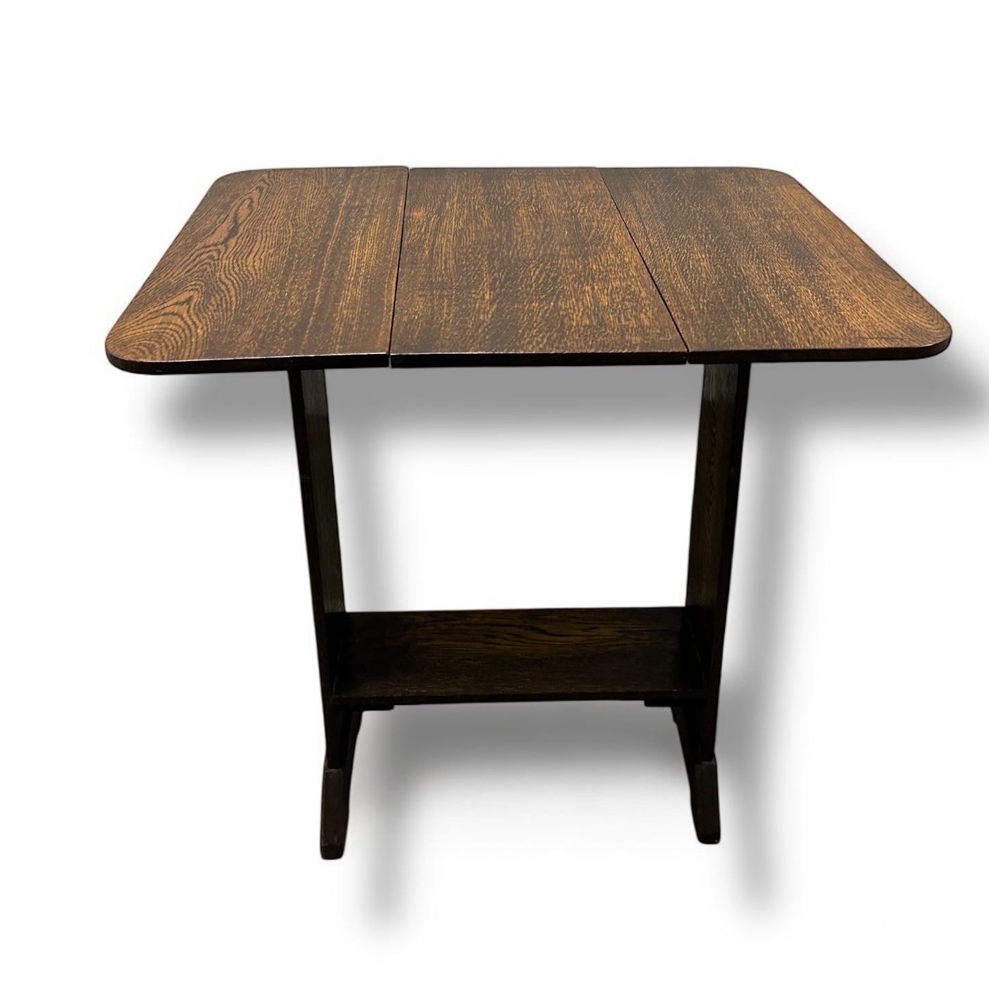 Vintage 1930s Arts and Crafts Wood Twist Top Drop Leaf Table