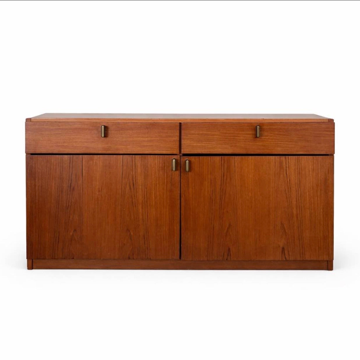 Low Danish Teak Sideboard Mid Century Modern Cabinet Compact Credenza Vintage