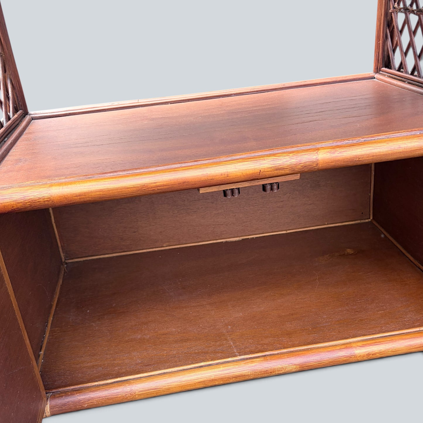Vintage Bamboo & Rattan Media Cabinet | Hollywood Regency TV Stand | Boho Storage Unit