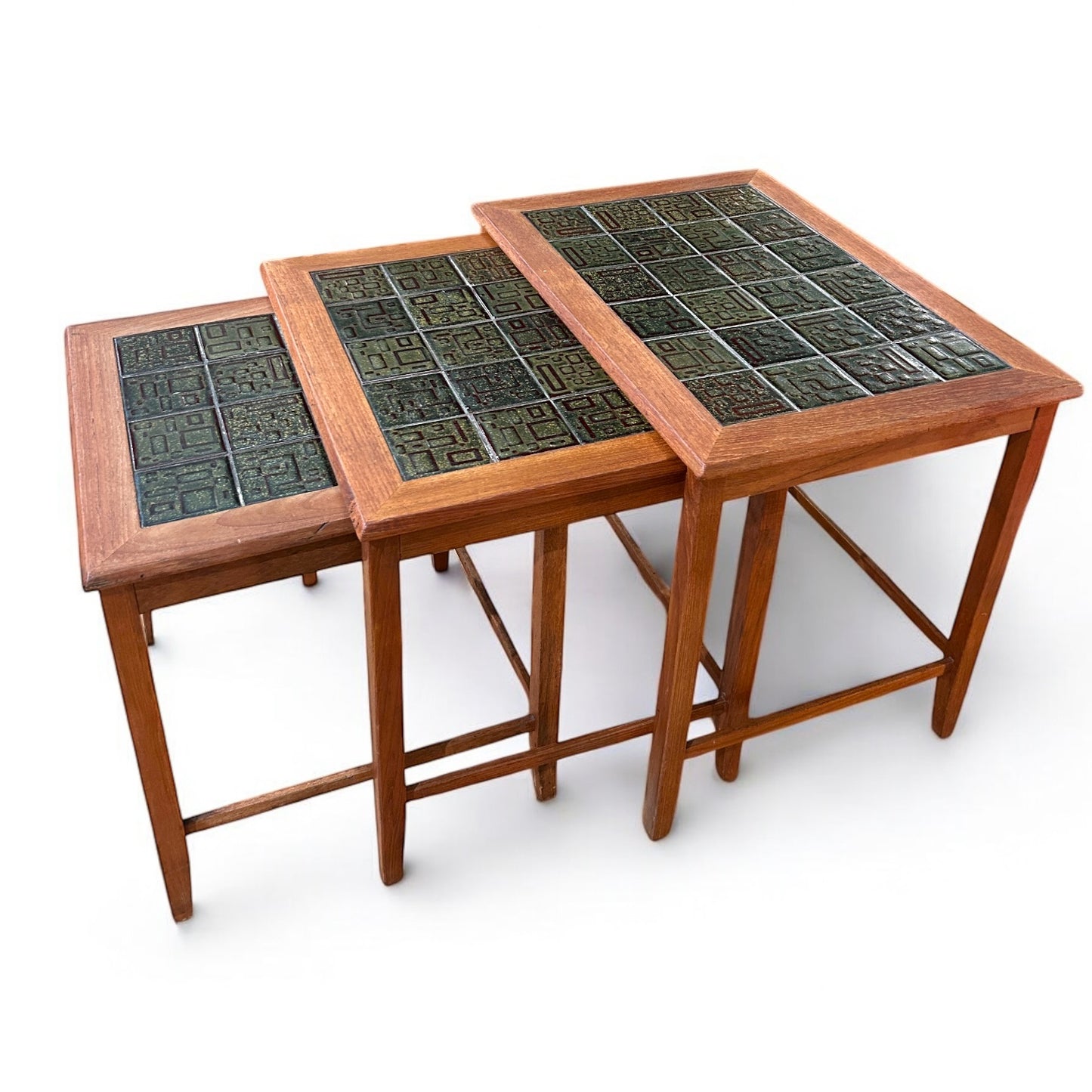 Mid Century Danish Brutalist Tile Nest of Tables