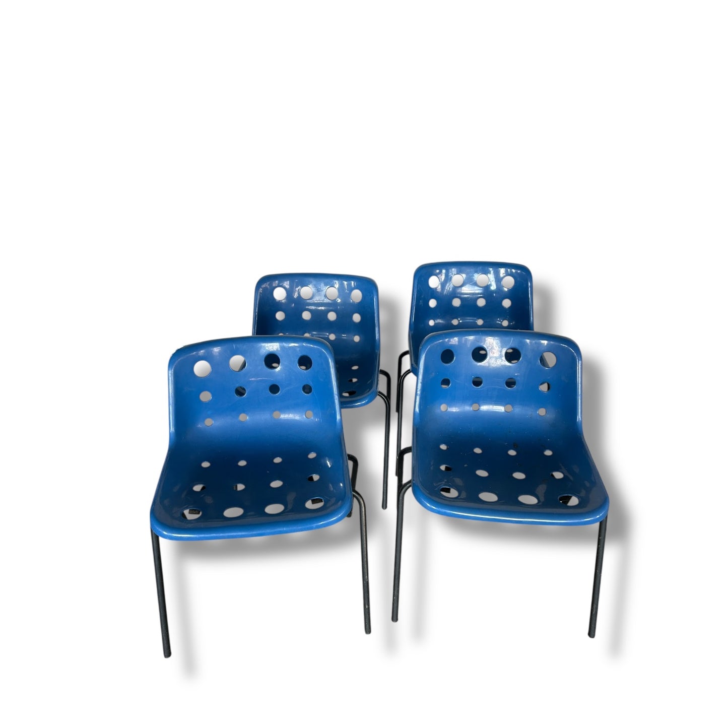 Set of 4 Robin Day Hille Polo Chairs | Mid-Century Modern British Design | Royal Blue Dining Chairs