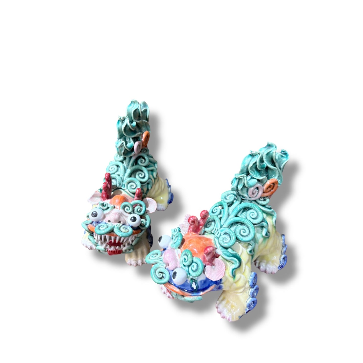 Pair of Decorative Foo Dogs – Hand-Painted Ceramic Guardians — view 8