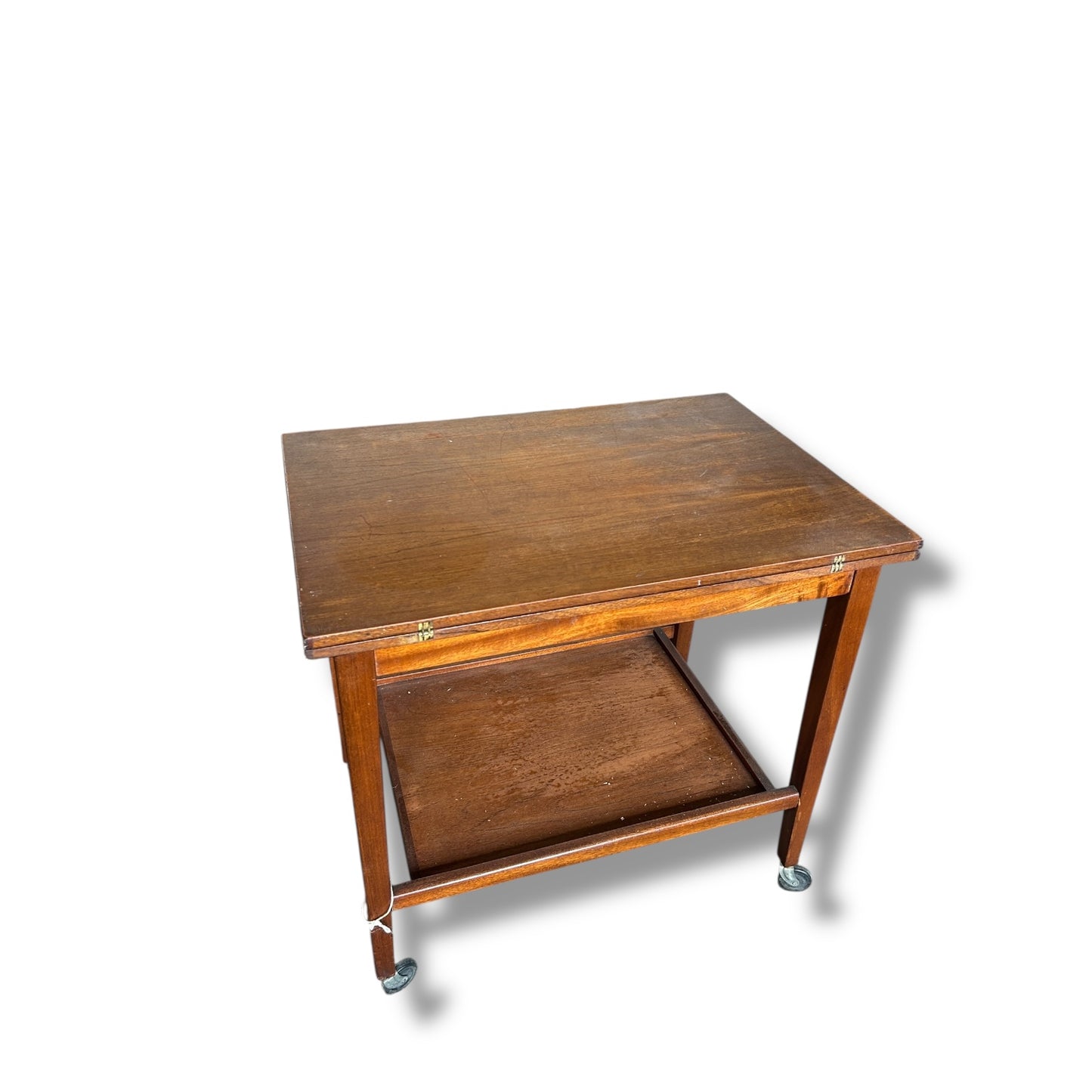 Vintage Scottish Card Table | Folding Green Felt Top | Mid Century Games Table on Castors