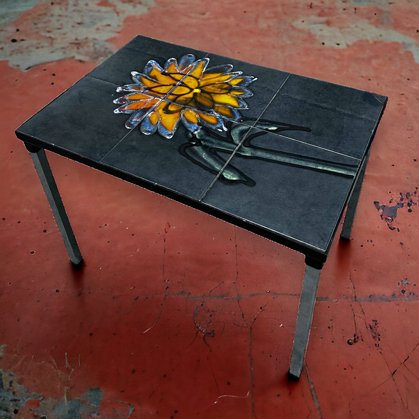 Mid century adri tile and chrome side table
