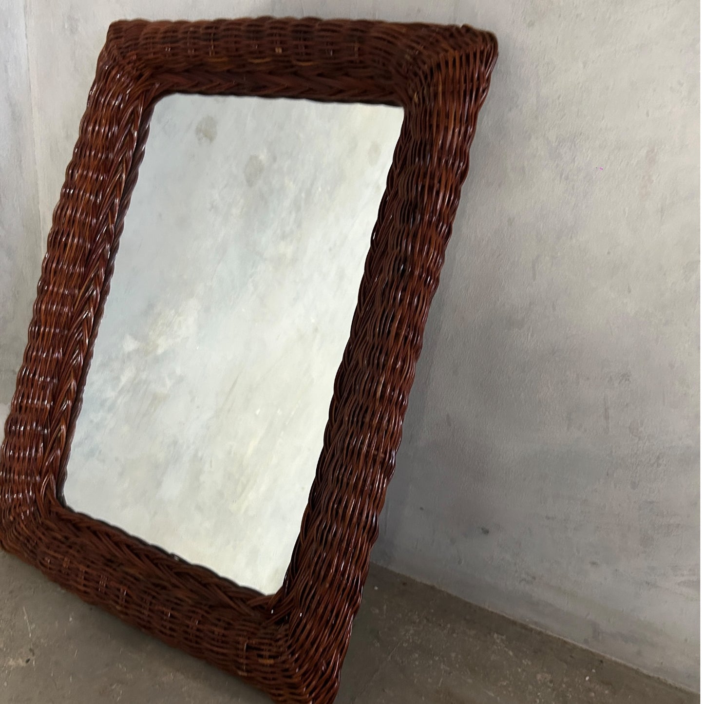 Mid Century Rattan Mirror