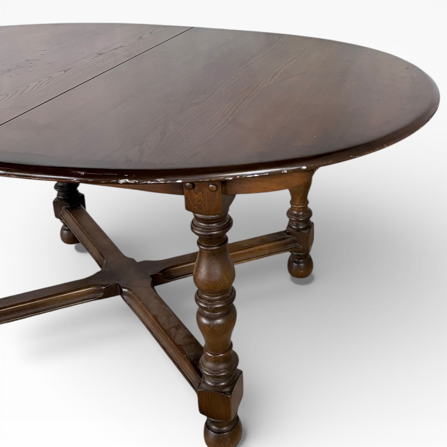 Ercol Dark Elm Oval Extending Dining Table — view 6