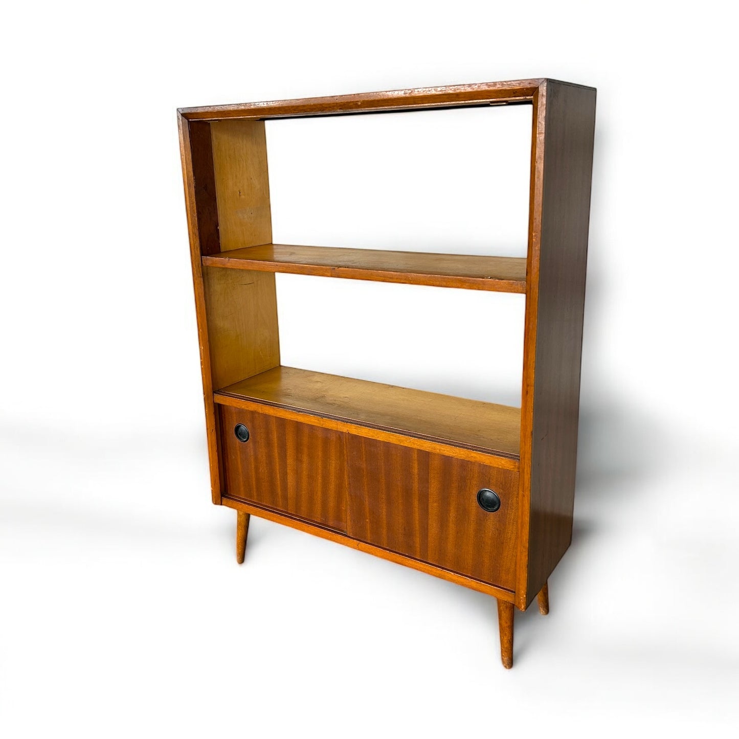 Mid Century Teak Wood Bookcase Cabinet