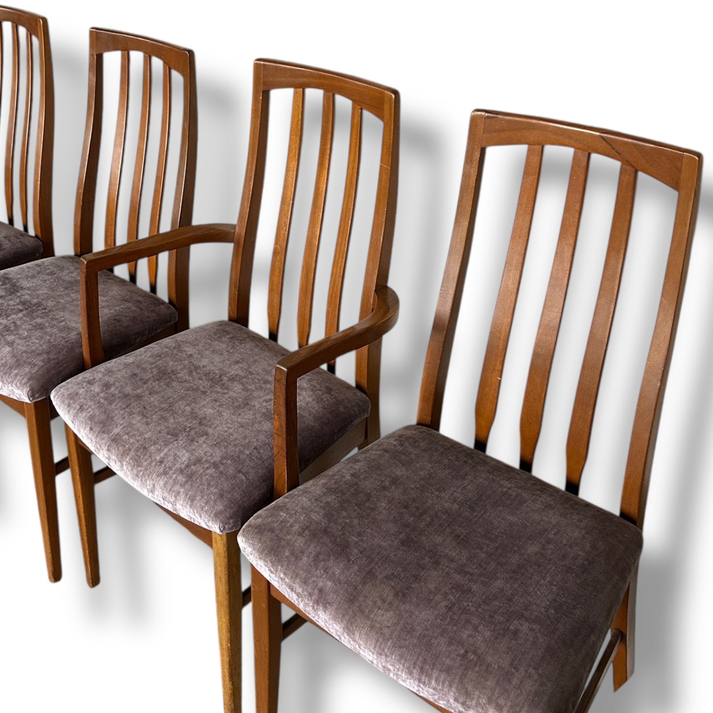 Mid Century Modern Teak Wood Dining Chairs Set by William Laurence