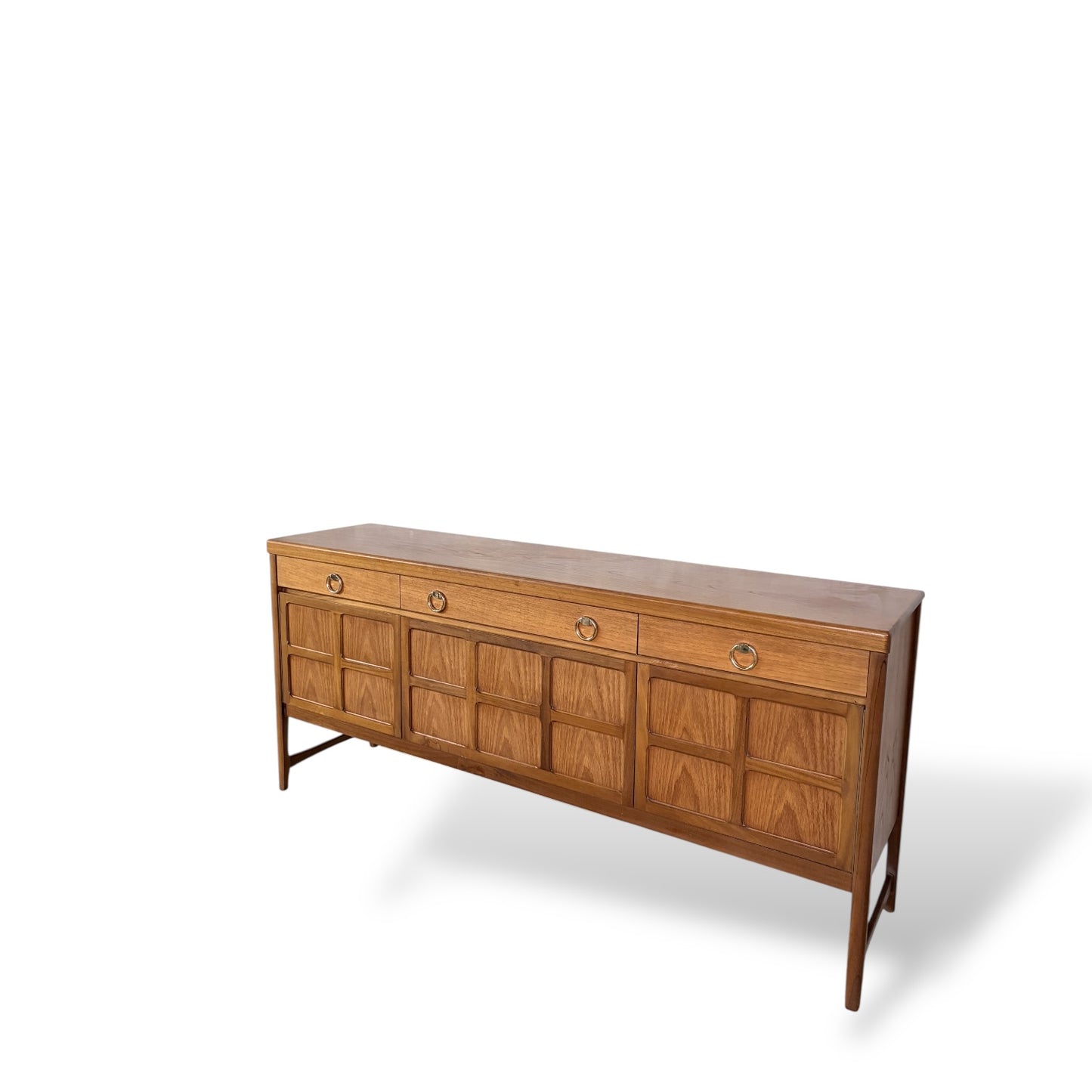 Nathan “Squares” Sideboard – Mid Century Teak Sideboard with Ring Pull Handles — view 7