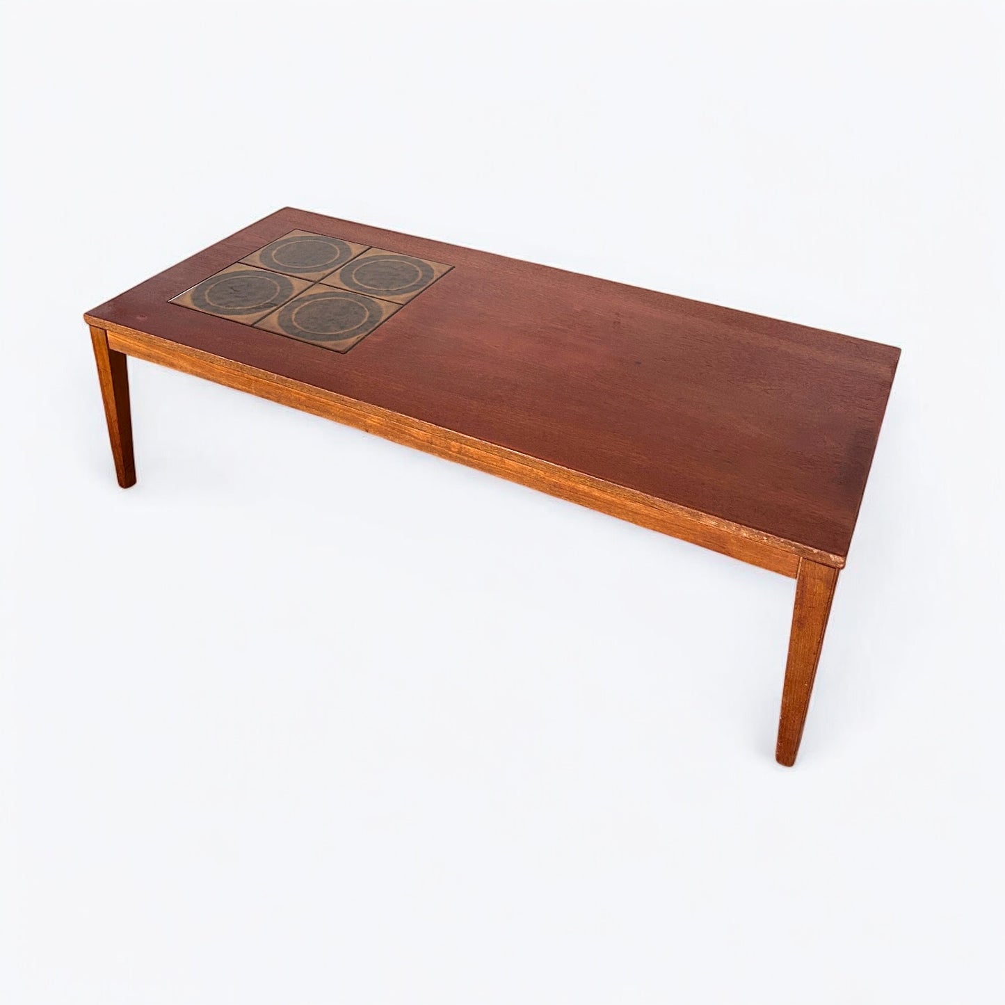 Mid Century Modern Danish Domino Tile Teak Coffee Table