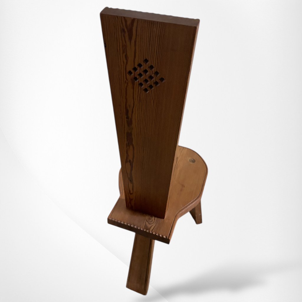 Brutalist Spinning Chair – Solid Oak Architectural Wooden Armchair With Rotating Seat