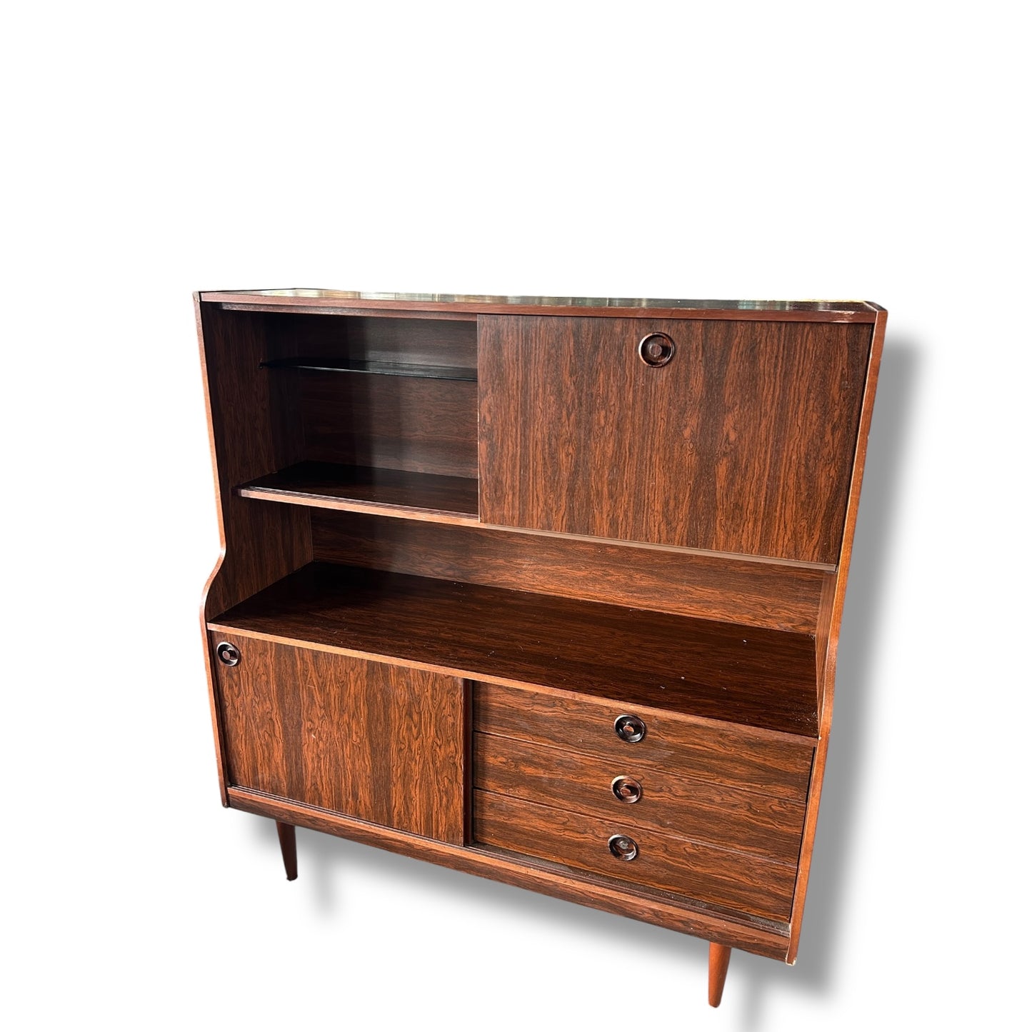 Mid Century Modern Rosewood High Sideboard Drinks Cabinet by Schreiber