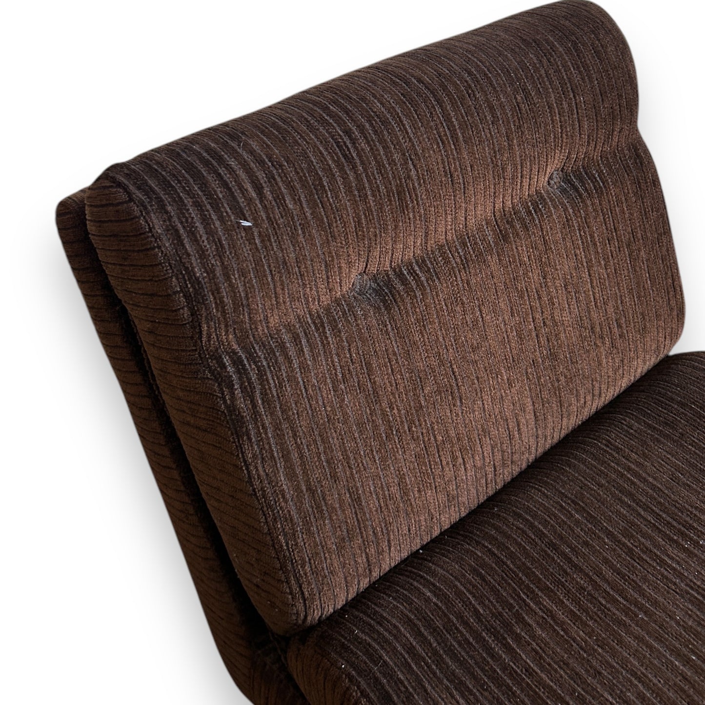 Mid Century Chocolate Brown Corduroy Modular Armchair