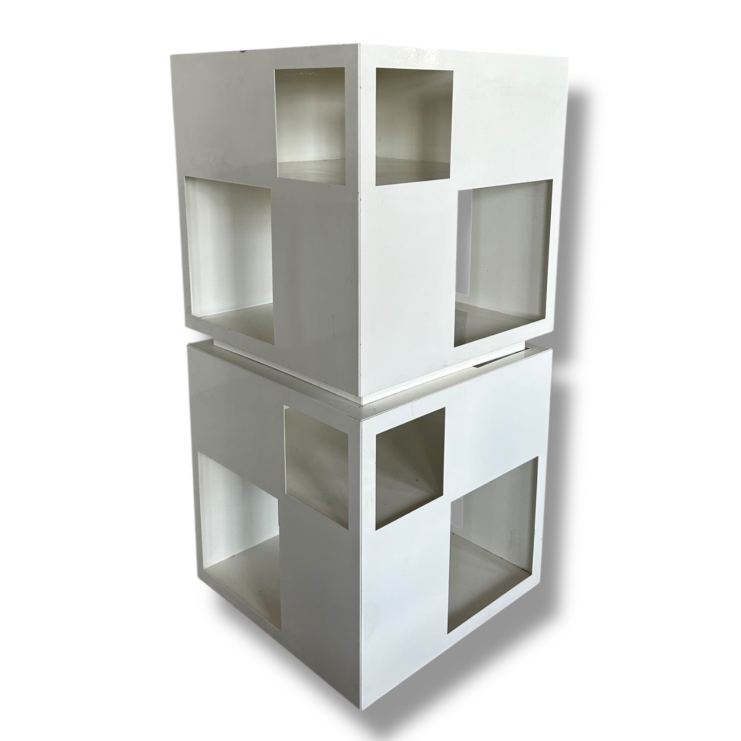 Mid Century Space Age Metal White Display Storage Cubes
