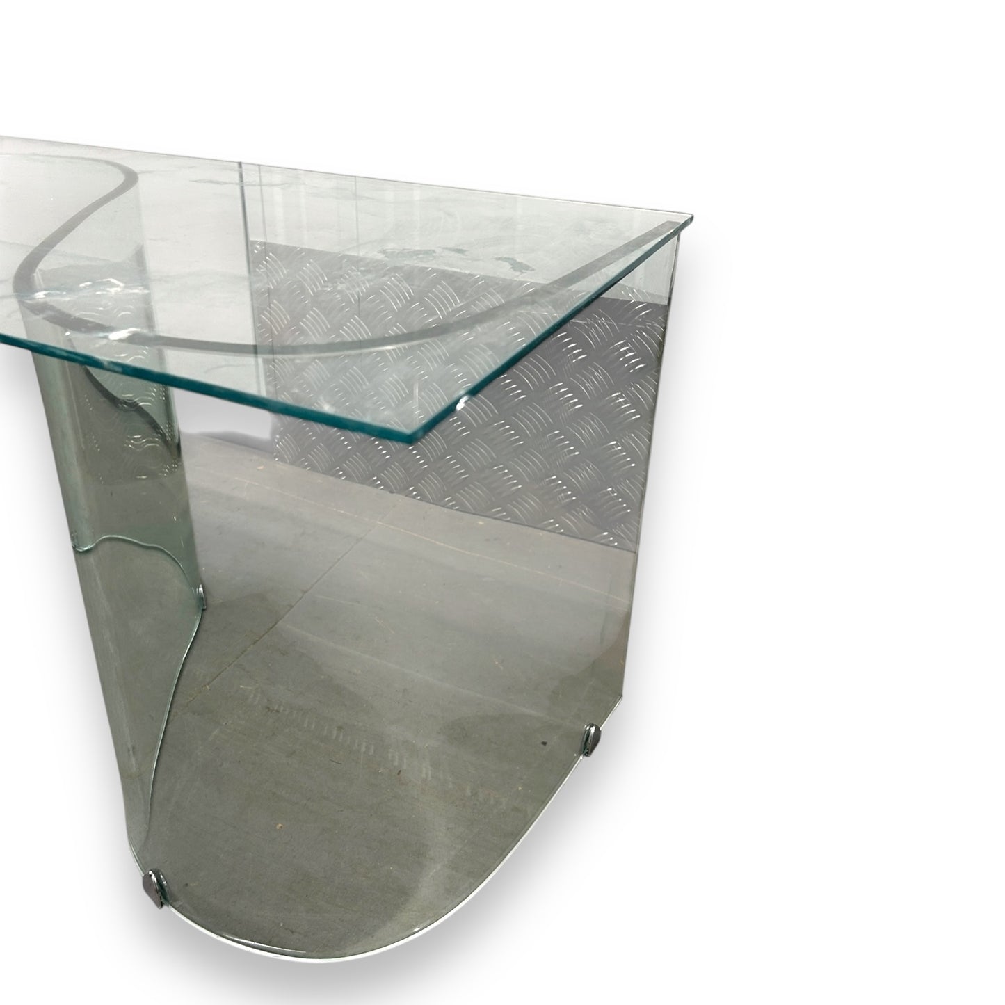 Vintage 1980s Italian Glass Curved Coffee Table