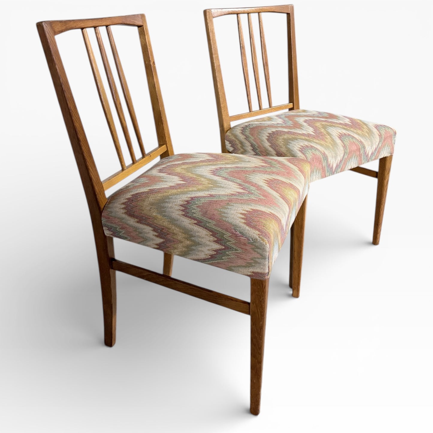 Paisley Dining Chairs – Mid Century Upholstered Wooden Dining Seats Pair