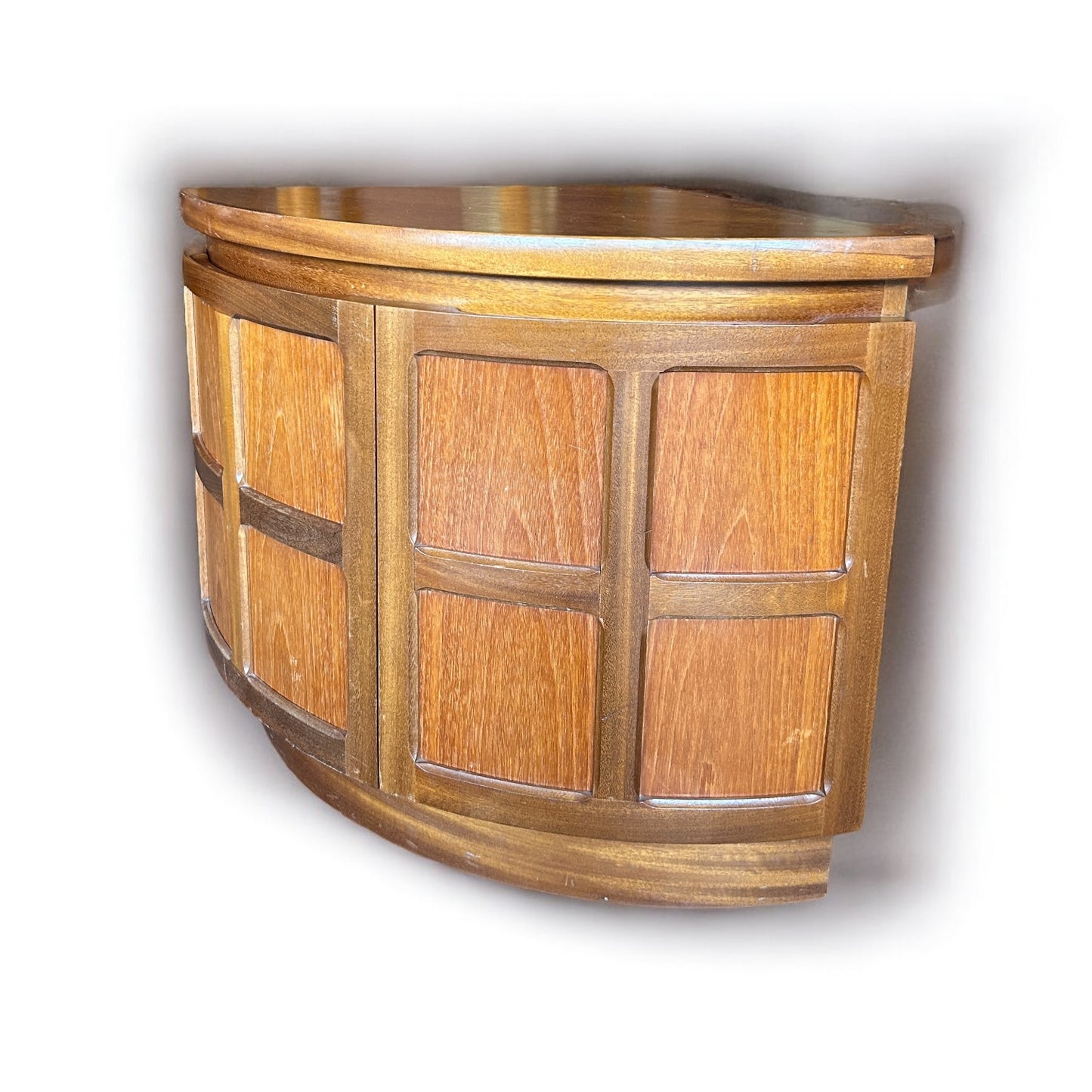 Mid Century Modern Teak Wood Nathan Squares Corner Cabinet