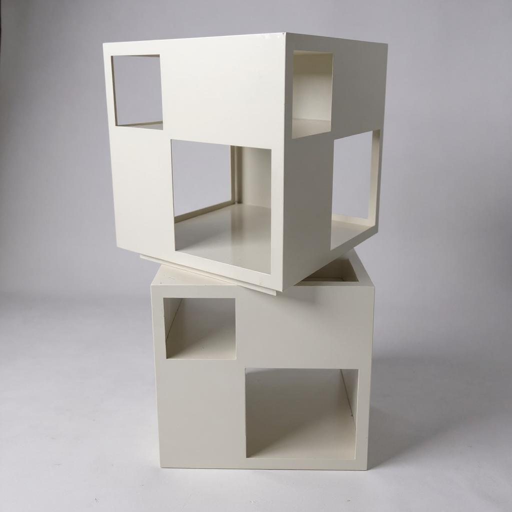 Mid Century Space Age Metal White Display Storage Cubes
