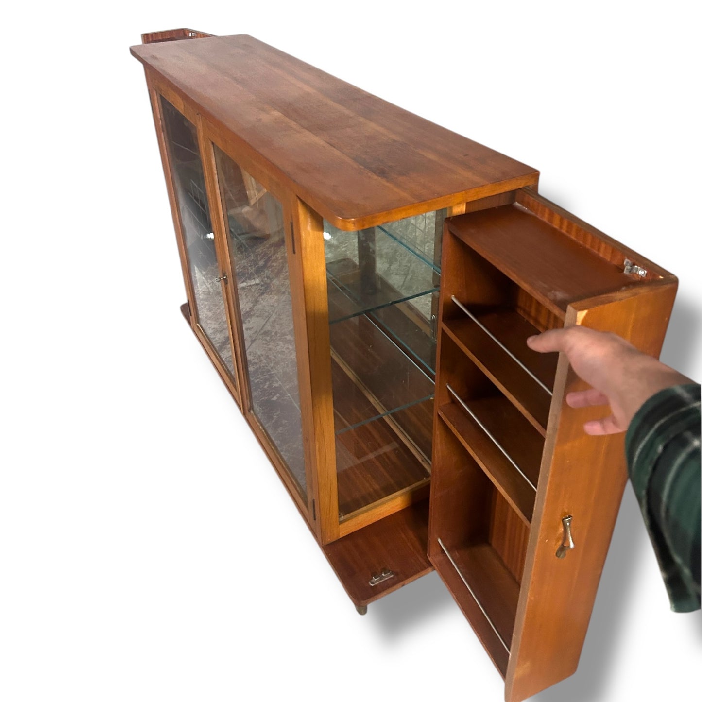 Mid Century Teak Accordion Cocktail Cabinet