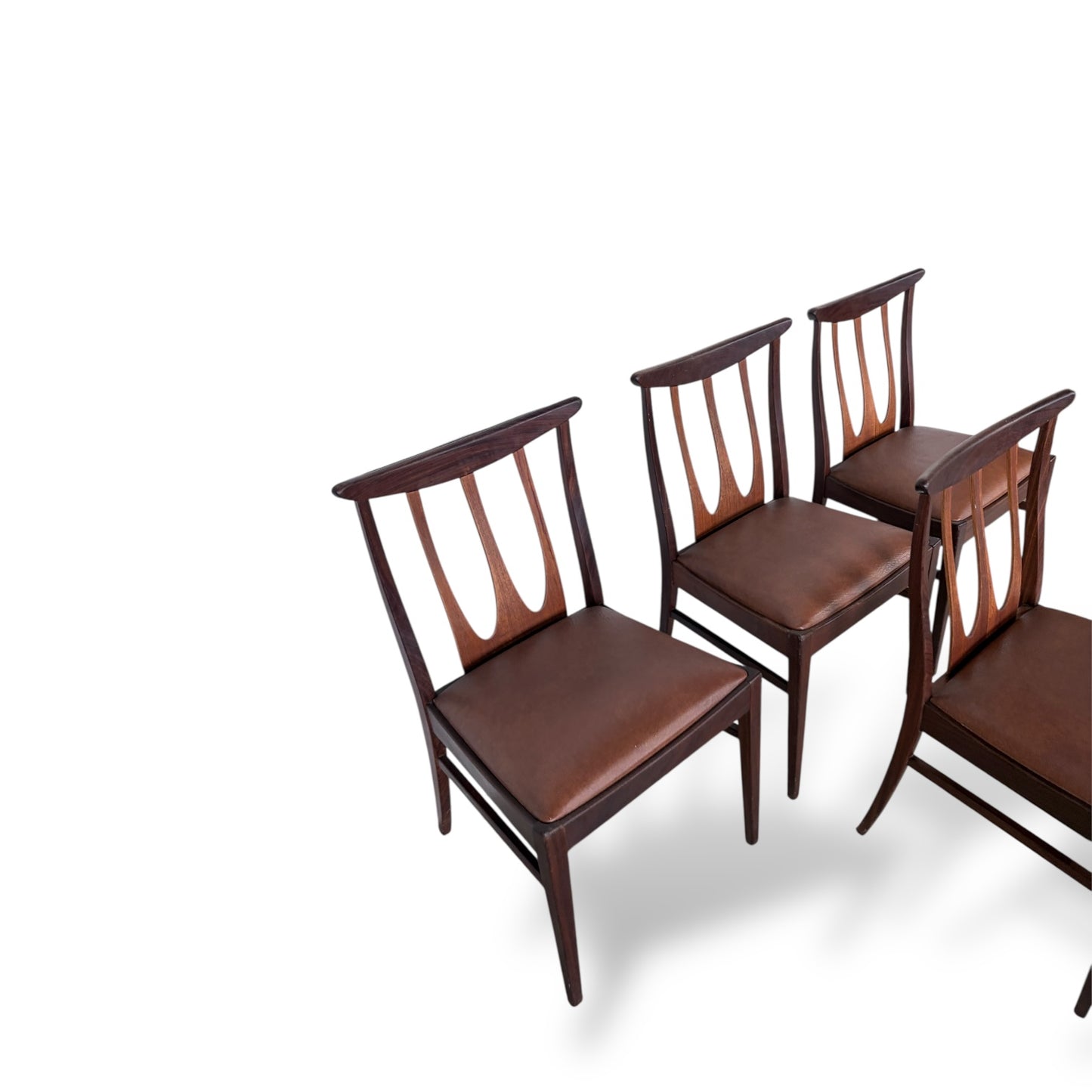 G Plan Brasilia Dining Chairs – Set of Four – Teak & Brown Vinyl