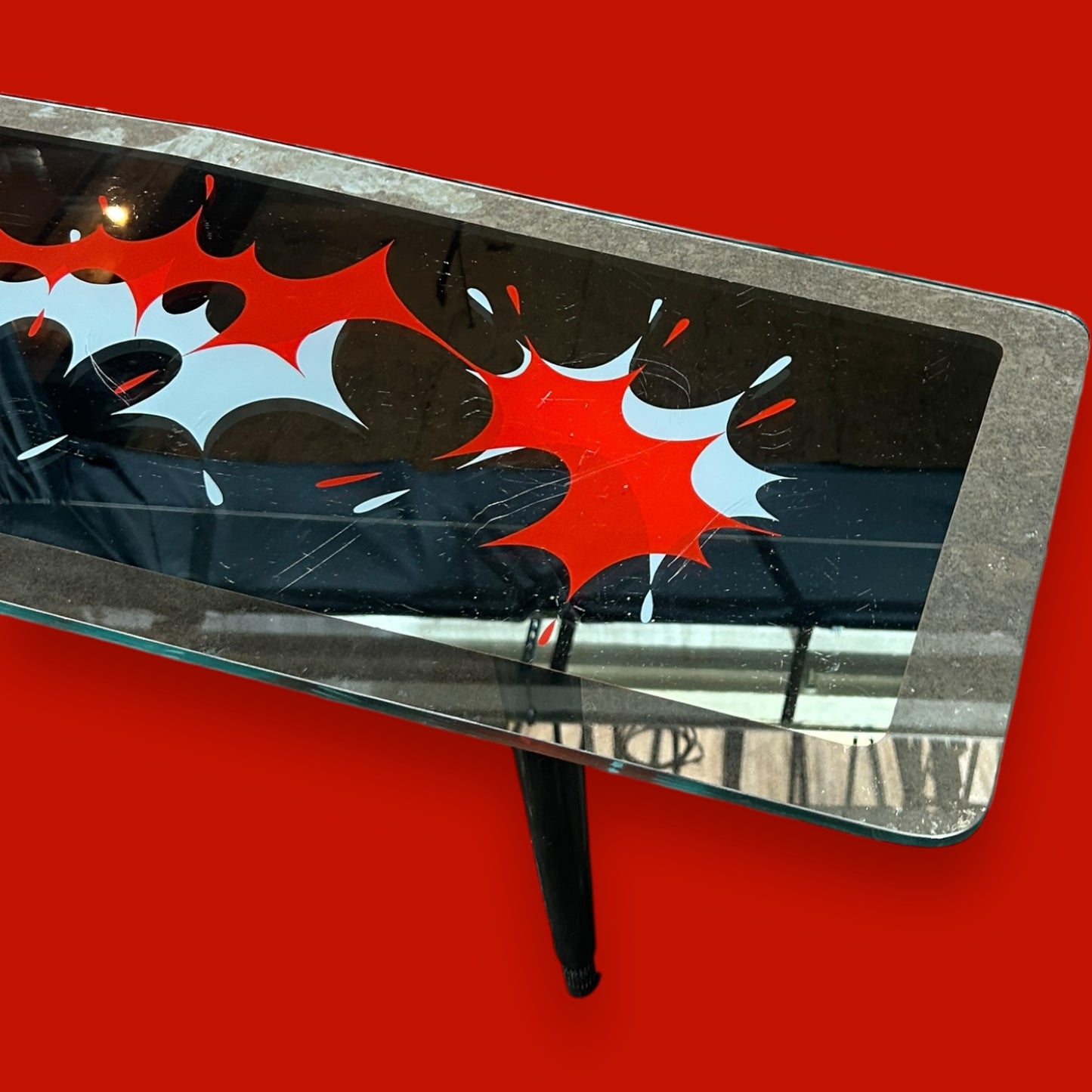 Mid Century Glass Top Circus Coffee Table